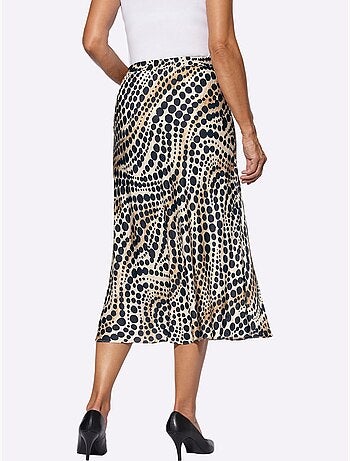 Jupe évasée en satin à pois avec ceinture élastique intégrée - Taille standard - Witt