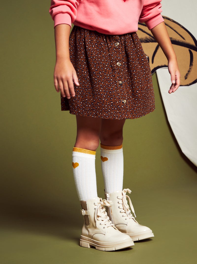 Jupe Évasée En Cuir Marron CABI Taille 4 - Occasion Très Bon État