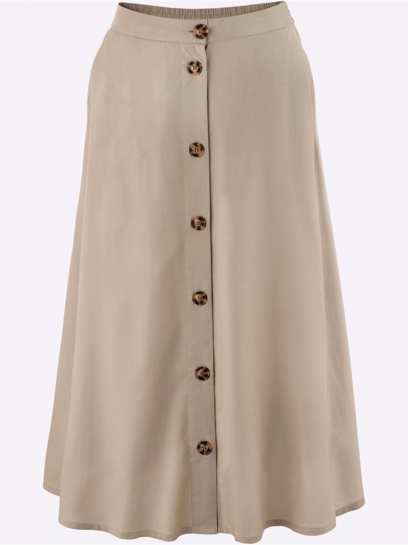 Jupe évasée en viscose légère avec ceinture élastique et poches - Taille standard - Moda Vilona Beige - Kiabi