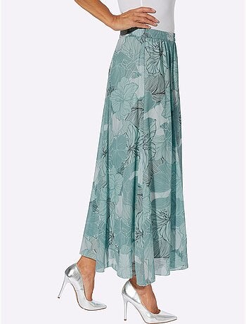 Jupe évasée florale avec ceinture élastique confortable - Taille courte - Moda Vilona