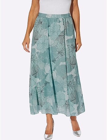 Jupe évasée florale avec ceinture élastique confortable - Taille courte - Moda Vilona