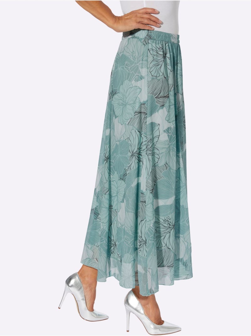 Jupe évasée florale avec ceinture élastique confortable - Taille courte - Moda Vilona Menthe - Kiabi