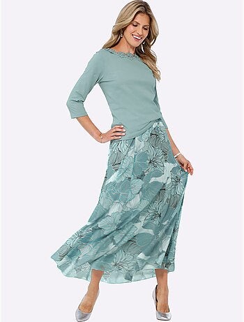 Jupe évasée florale avec doublure opaque et ceinture élastique - Taille standard - Moda Vilona