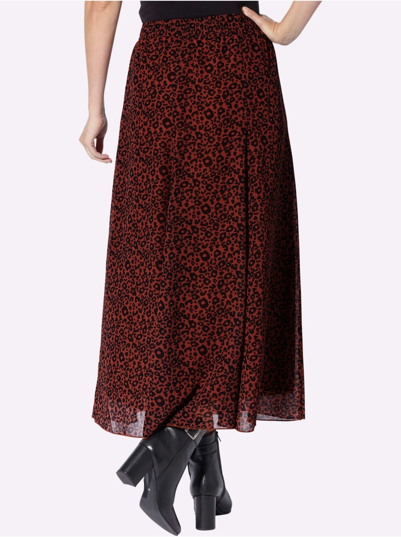 Jupe évasée joli motif léopard - taille standard - helline Noir Rouge Noir - Kiabi