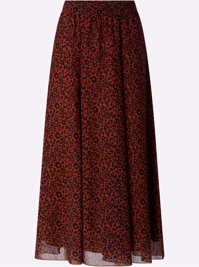 Jupe évasée joli motif léopard - taille standard - helline Noir Rouge Noir - Kiabi