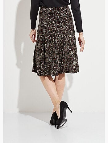 Jupe évasée maille imprimée ceinture élastiquée - Afibel