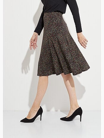 Jupe évasée maille imprimée ceinture élastiquée - Afibel