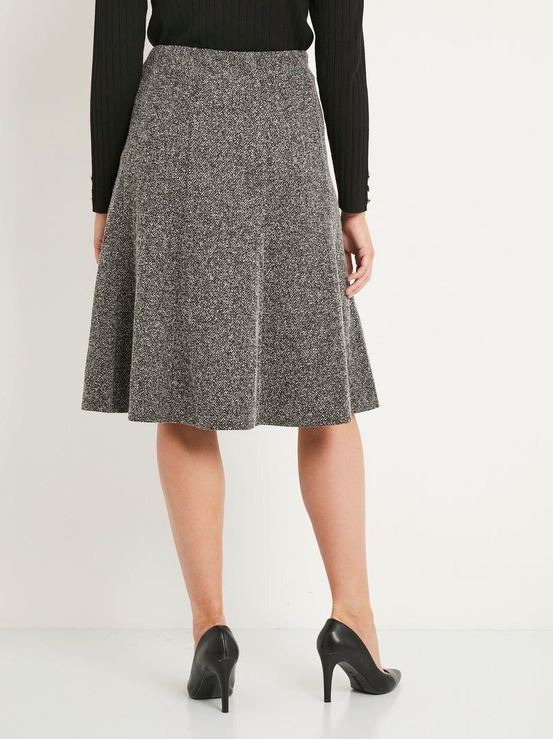 Jupe évasée maille jacquard taille élastiquée - Afibel Gris - Kiabi