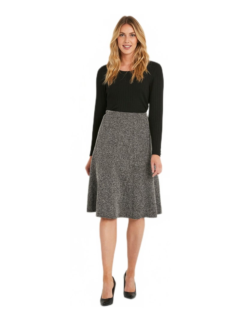 Jupe évasée maille jacquard taille élastiquée - Afibel Gris - Kiabi
