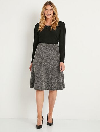 Jupe évasée maille jacquard taille élastiquée