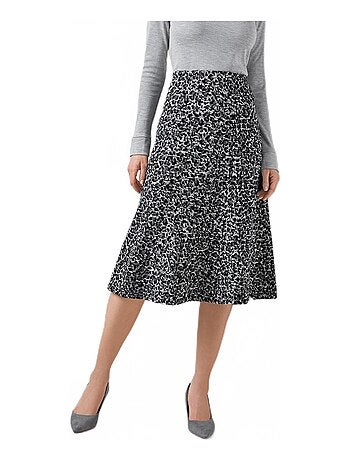 Jupe évasée maille jacquard taille élastiquée