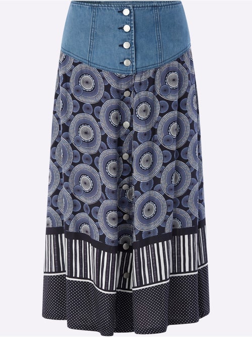 Jupe évasée mélange de matières tendance - taille standard - helline - Kiabi Jupe évasée mélange de matières tendance - taille standard - helline - Kiabi