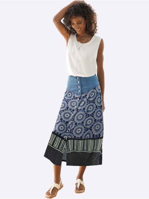 Jupe évasée mélange de matières tendance - taille standard - helline - Kiabi Jupe évasée mélange de matières tendance - taille standard - helline - Kiabi