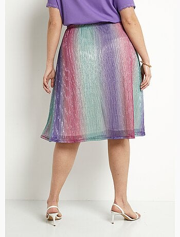 Jupe évasée mi longue brillante taille élastiquée - Afibel