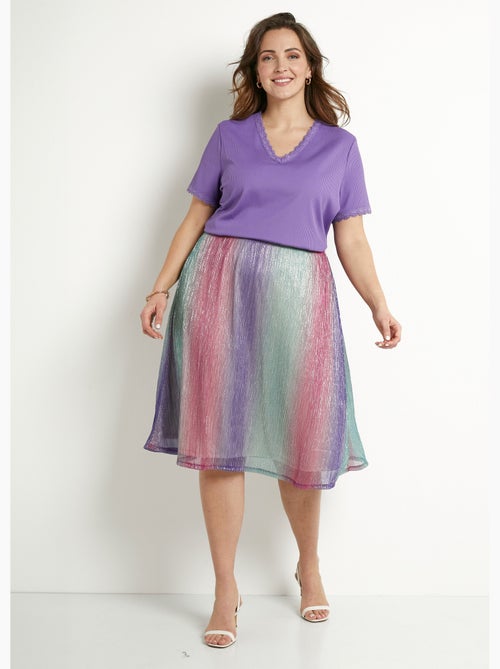 Jupe évasée mi longue brillante taille élastiquée - Afibel - Kiabi