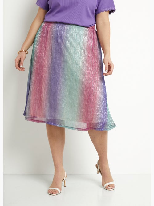 Jupe évasée mi longue brillante taille élastiquée - Kiabi