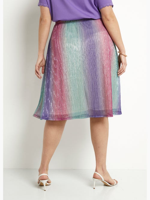 Jupe évasée mi longue brillante taille élastiquée - Kiabi
