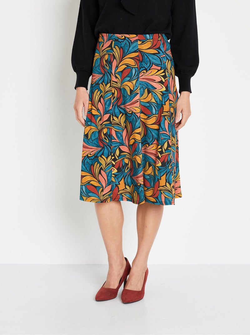 Jupe évasée mi longue imprimée taille élastiquée - Afibel Multicolore - Kiabi
