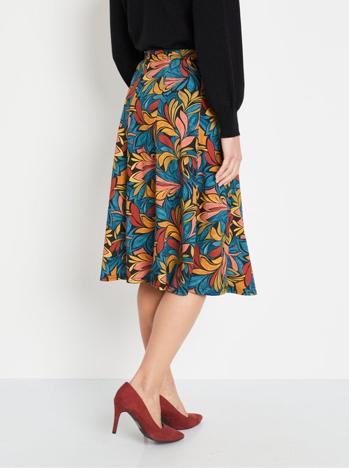 Jupe évasée mi longue imprimée taille élastiquée - Afibel - Kiabi