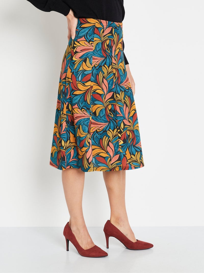 Jupe évasée mi longue imprimée taille élastiquée - Afibel Multicolore - Kiabi