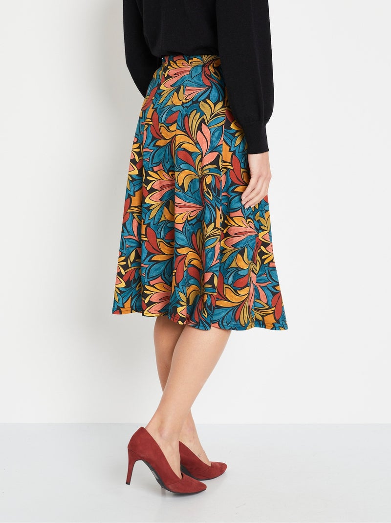 Jupe évasée mi longue imprimée taille élastiquée Multicolore - Kiabi