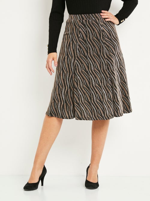 Jupe évasée mi longue maille brilante jacquard - Afibel - Kiabi