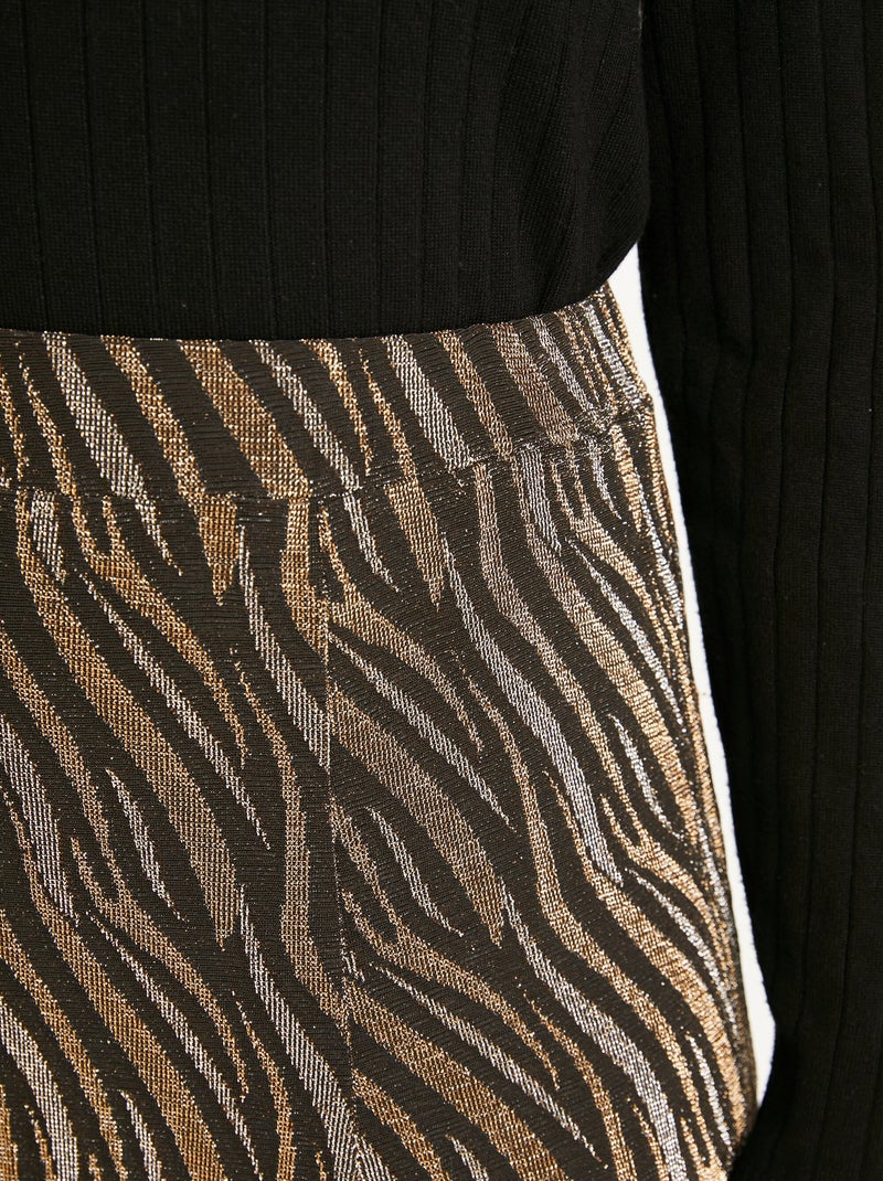 Jupe évasée mi longue maille brilante jacquard - Afibel Noir - Kiabi