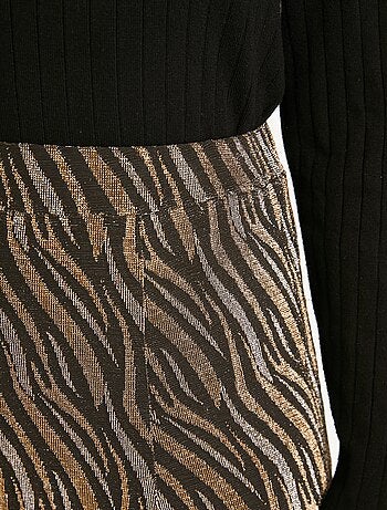 Jupe évasée mi longue maille brilante jacquard