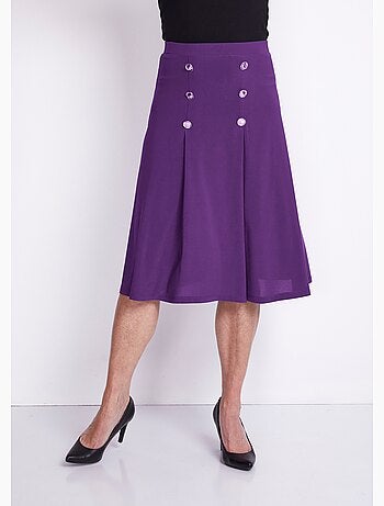 Jupe évasée mi longue maille unie à pont - Afibel