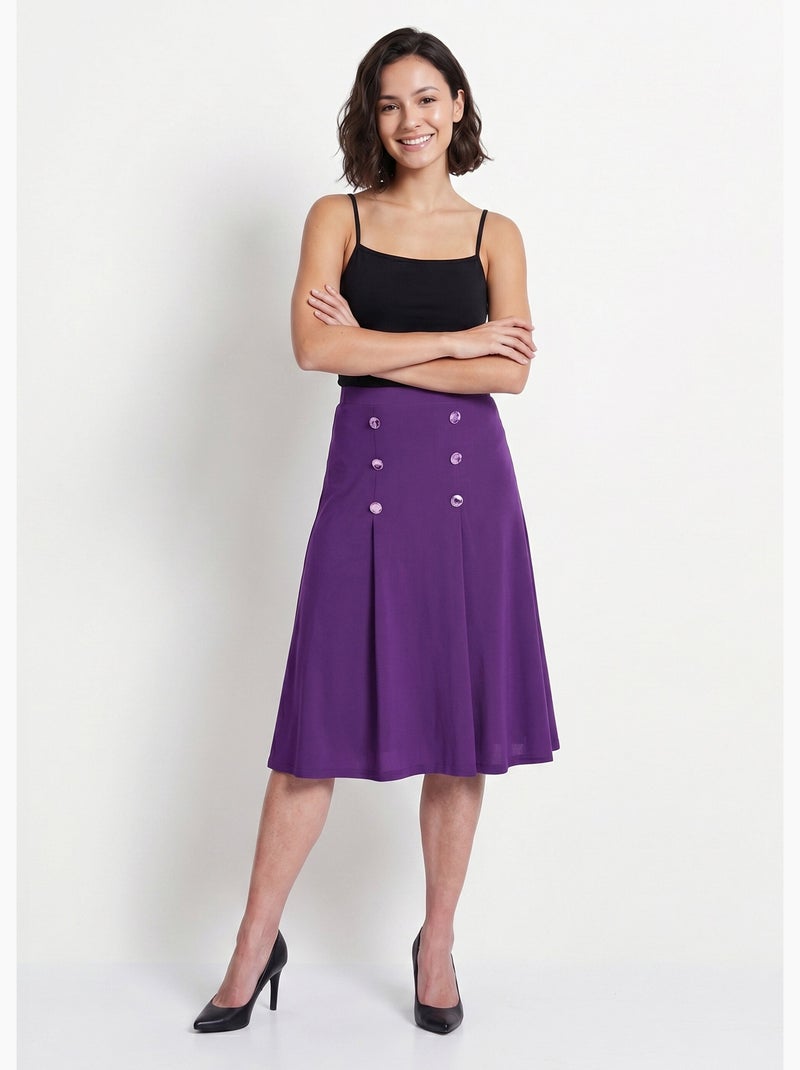 Jupe évasée mi longue maille unie à pont - Afibel Violet - Kiabi