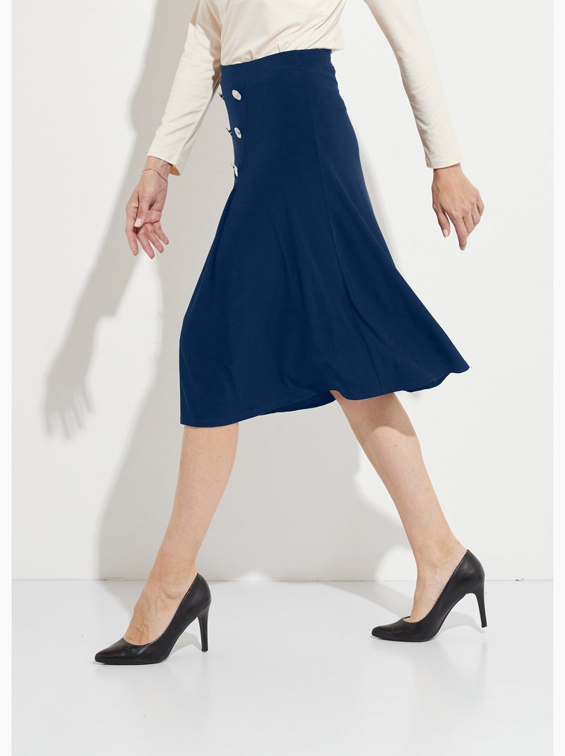 Jupe évasée mi longue maille unie à pont Bleu marine - Kiabi