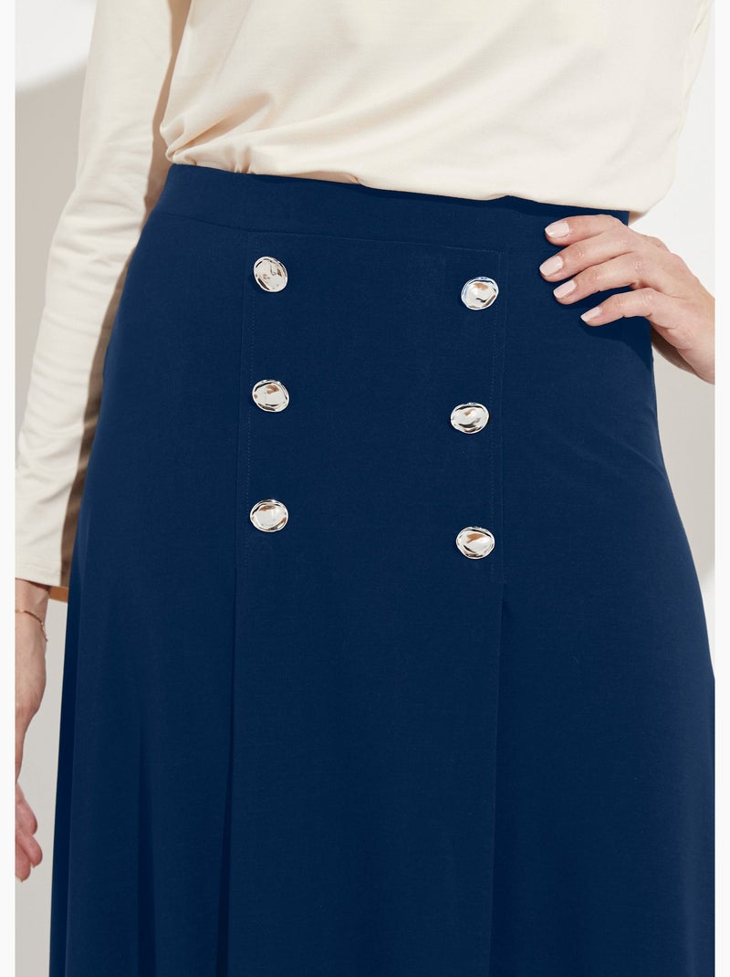 Jupe évasée mi longue maille unie à pont Bleu marine - Kiabi