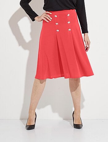 Jupe évasée mi longue maille unie à pont