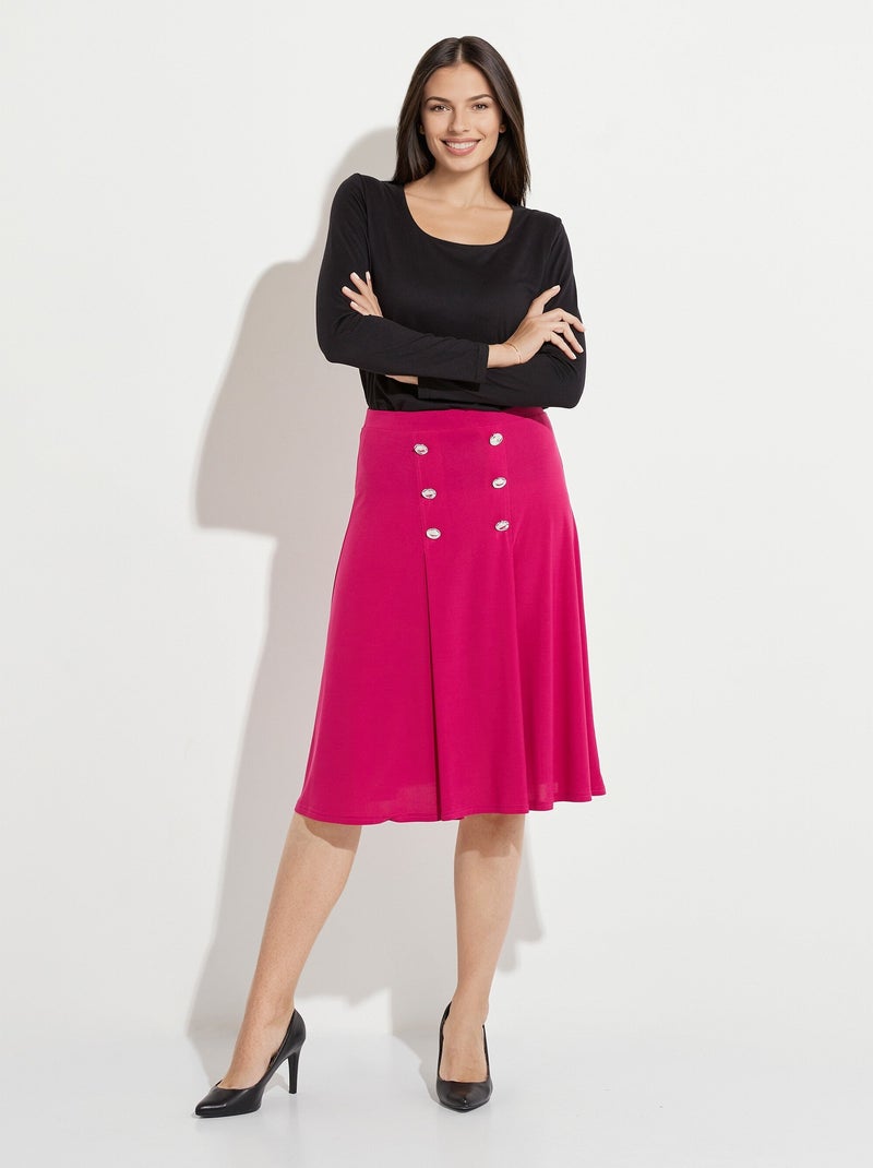 Jupe évasée mi longue maille unie à pont Rose fushia - Kiabi