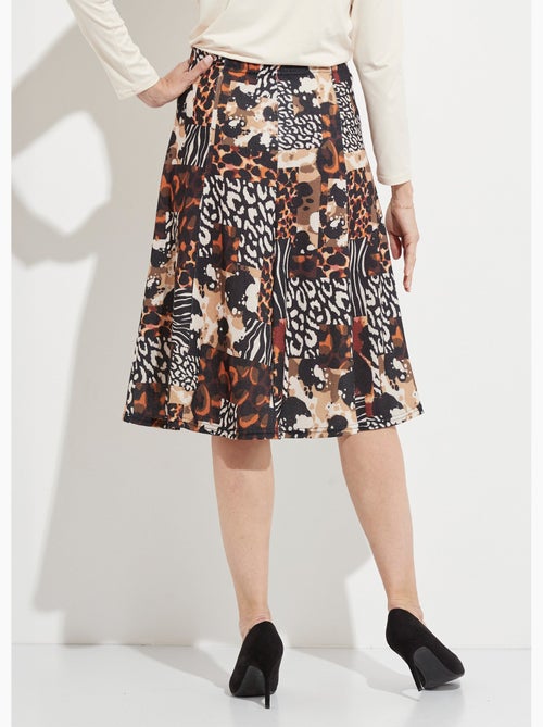 Jupe évasée mi longue motif animalier maille chaude - Afibel - Kiabi
