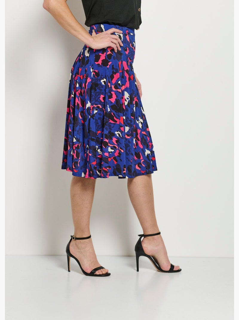 Jupe évasée mi-longue motif léopard - Afibel Bleu Rose - Kiabi
