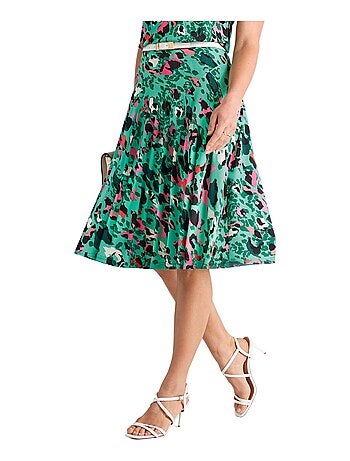 Jupe évasée mi-longue motif léopard