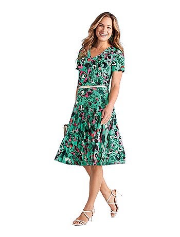 Jupe évasée mi-longue motif léopard