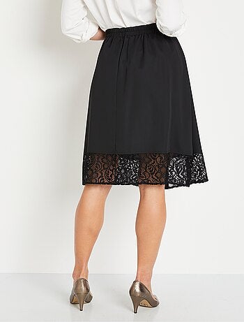 Jupe évasée mi longue unie avec dentelle - Afibel