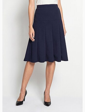 Jupe évasée mi longue unie taille élastiquée - afibel
