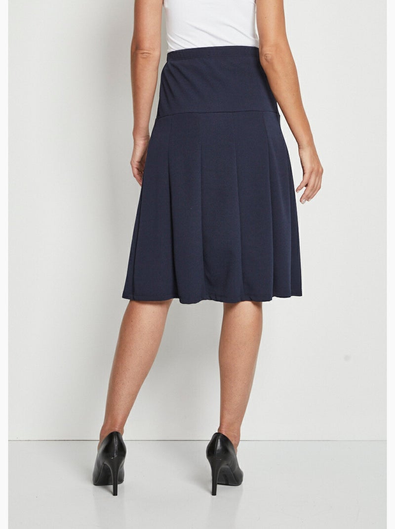 Jupe évasée mi longue unie taille élastiquée - Afibel Bleu marine - Kiabi
