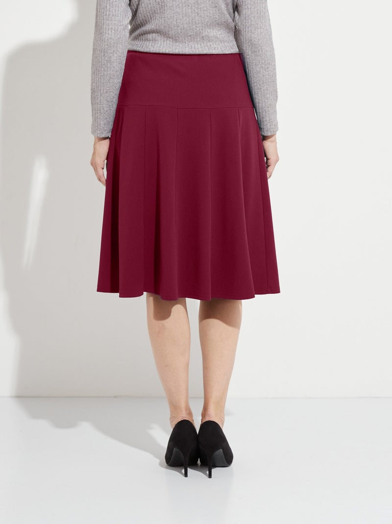Jupe évasée mi longue unie taille élastiquée - Afibel Bordeaux - Kiabi