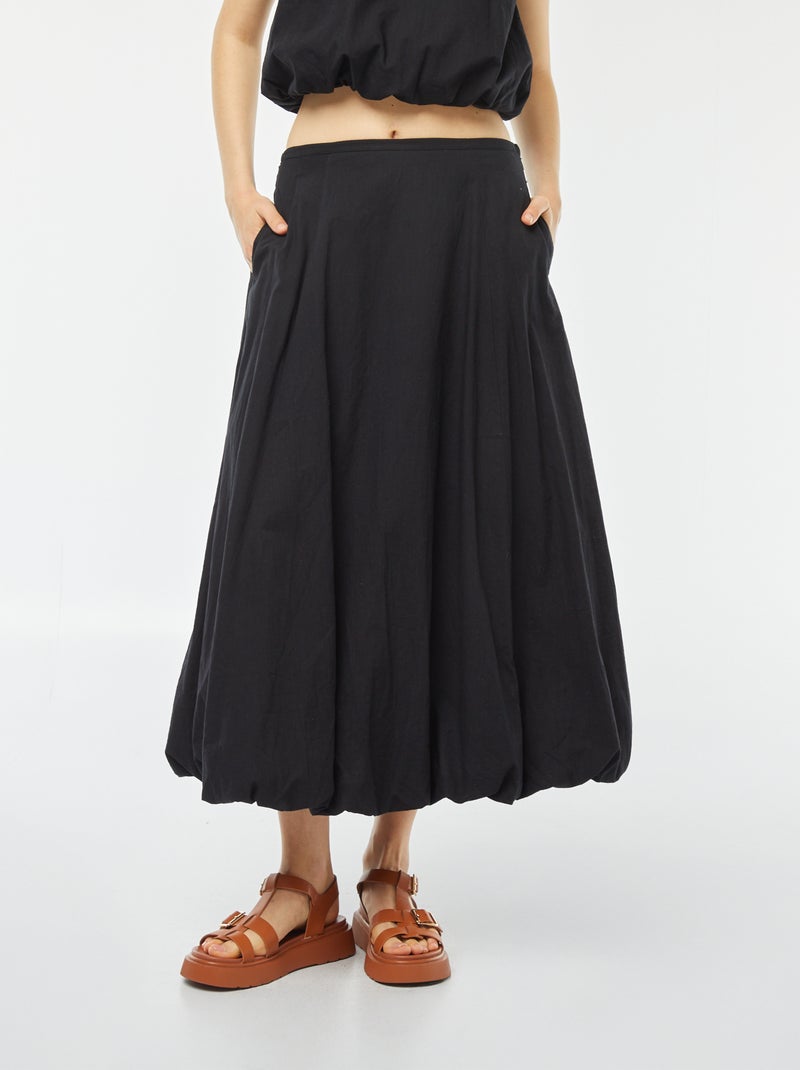 Jupe évasée midi forme ballon noir - Kiabi