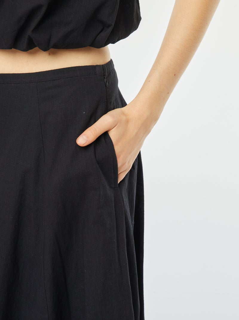 Jupe évasée midi forme ballon noir - Kiabi