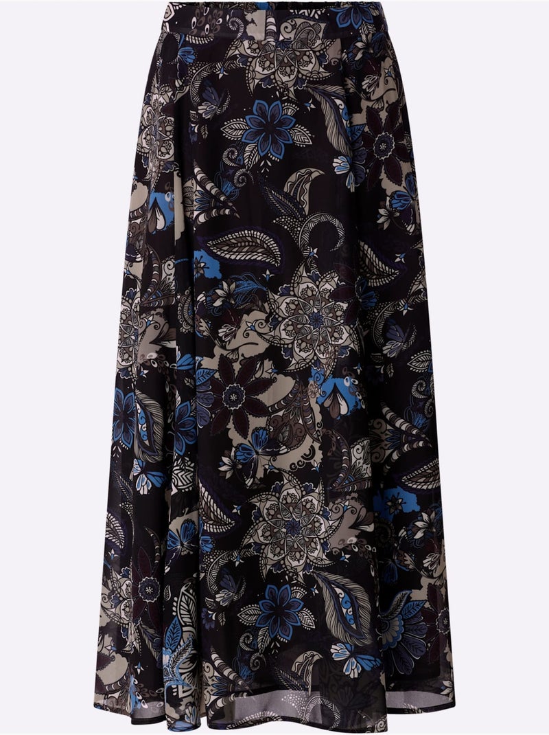 Jupe évasée motif imprimé exclusif - taille standard - helline Noir Gris - Kiabi
