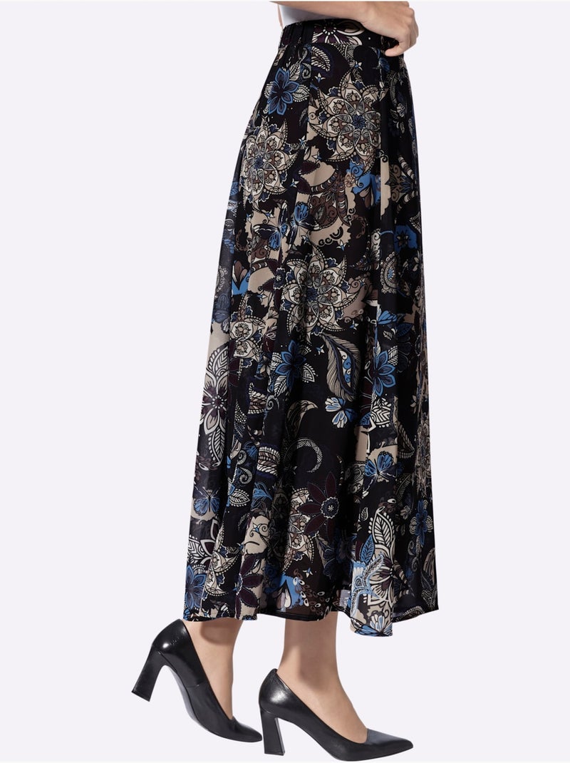 Jupe évasée motif imprimé exclusif - taille standard - helline Noir Gris - Kiabi