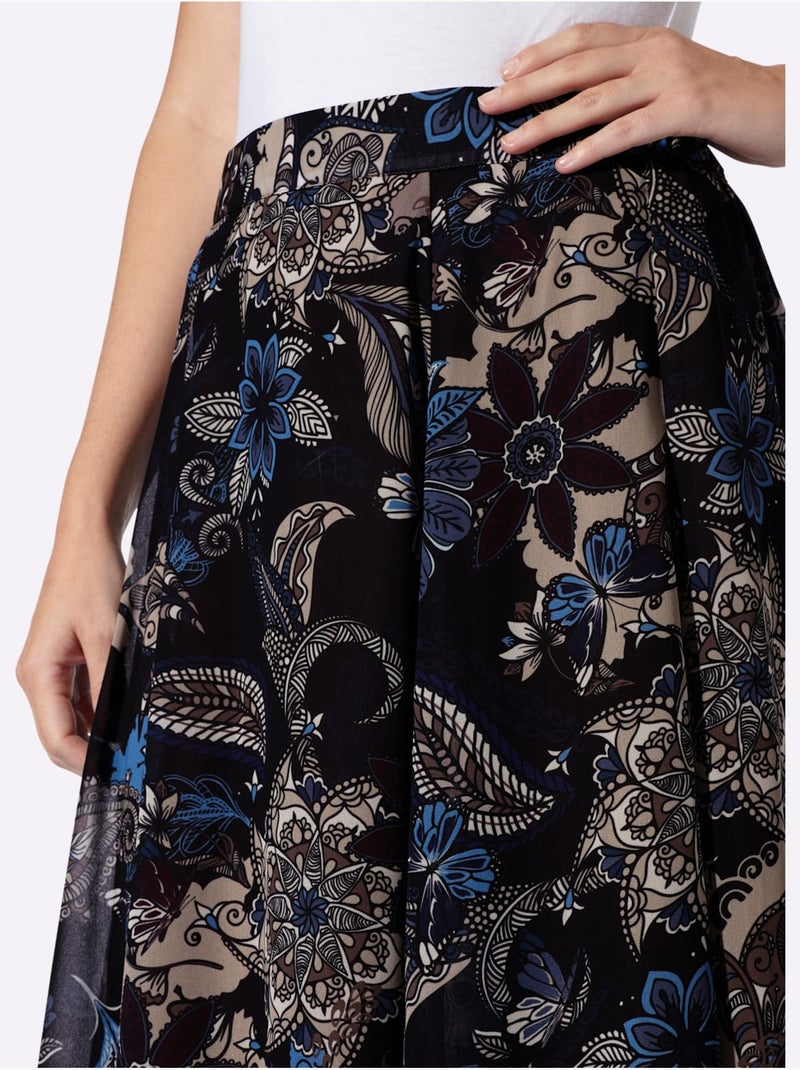 Jupe évasée motif imprimé exclusif - taille standard - helline Noir Gris - Kiabi