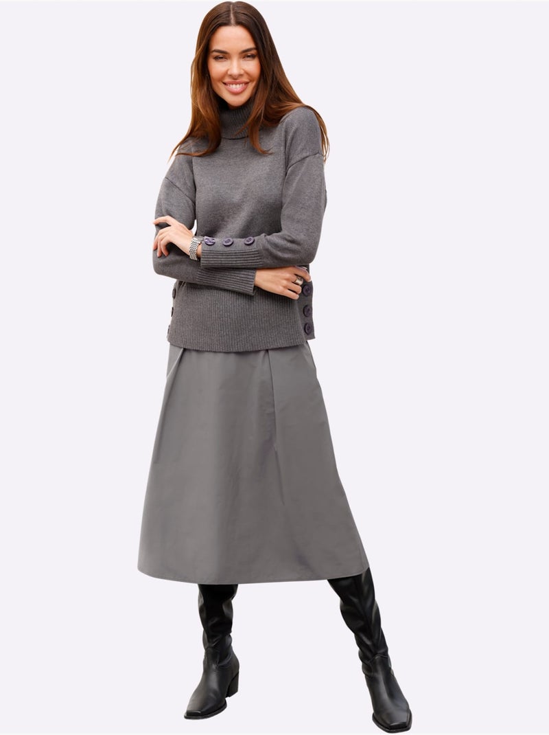Jupe évasée plis élégants - taille standard - helline gris anthracite - Kiabi