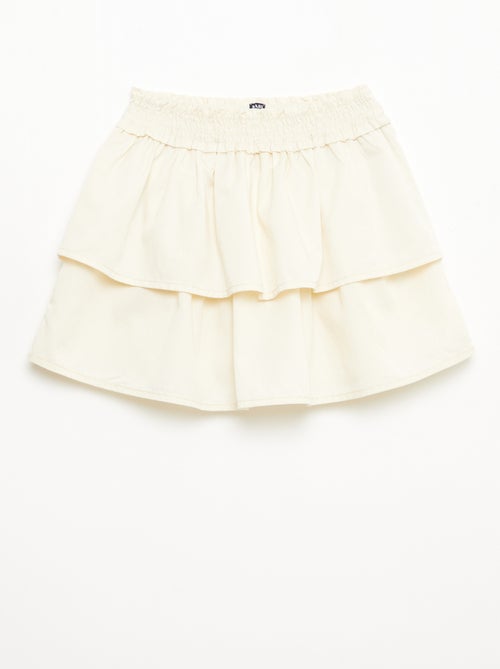 Jupe évasée taille élastiquée en coton - Kiabi