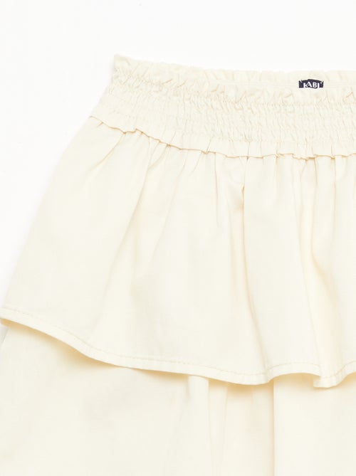 Jupe évasée taille élastiquée en coton - Kiabi